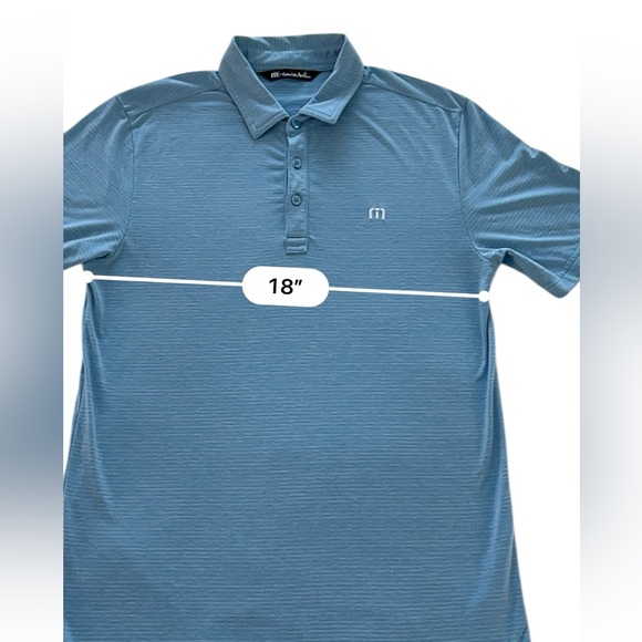Travis Mathew Light Heather Blue White Stripe Polo Shirt Size Small - Picture 6 of 10